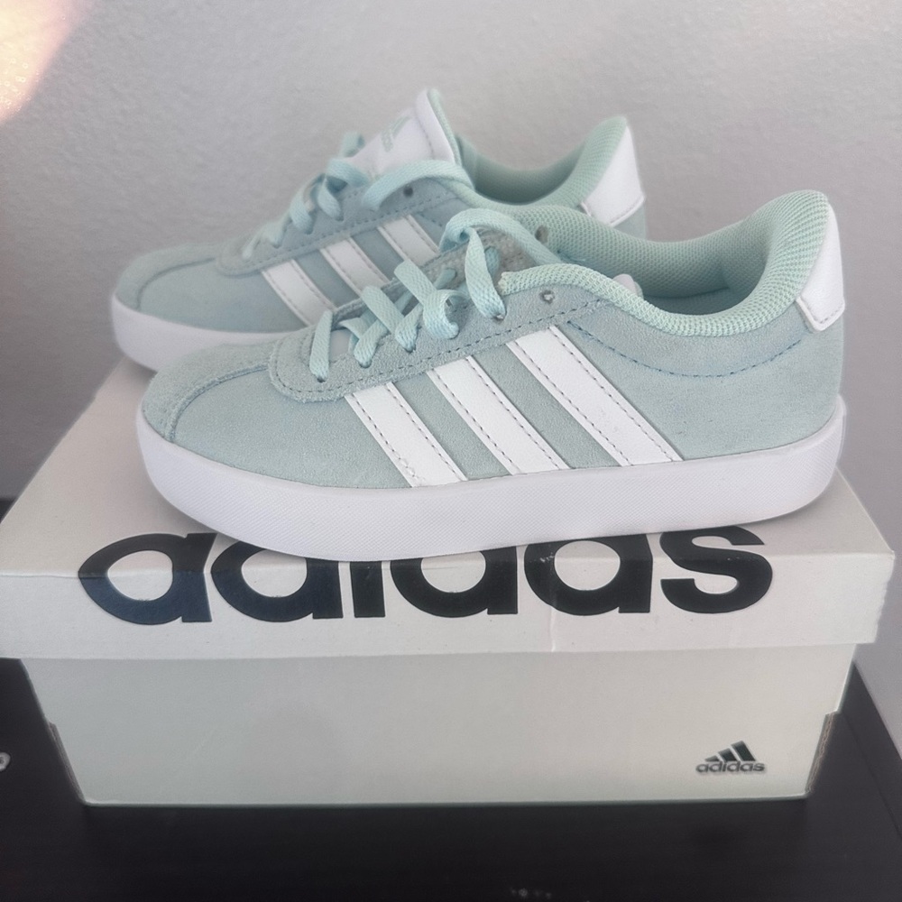 Adidas Kids' Light Green and White Sneakers
